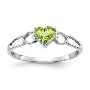 10k White Gold Polished Genuine Peridot August Birthstone Ring (Size 7)